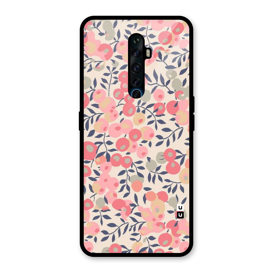 Pink Leaf Pattern Glass Back Case for Oppo Reno2 F