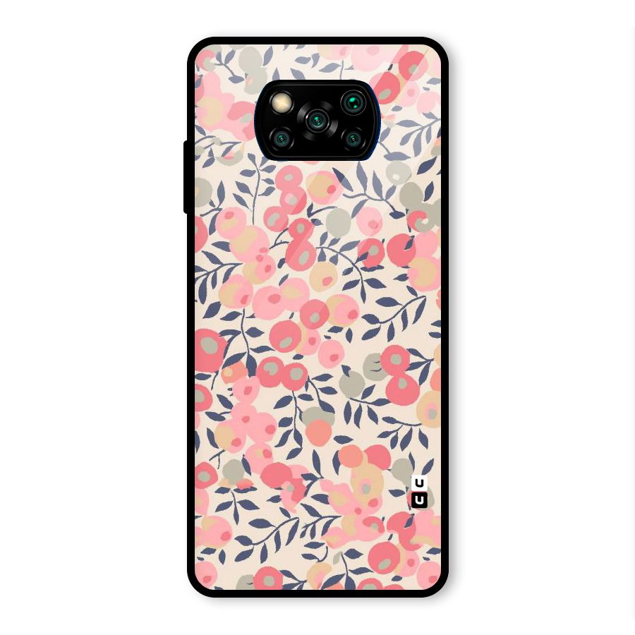 Pink Leaf Pattern Glass Back Case for Poco X3 Pro
