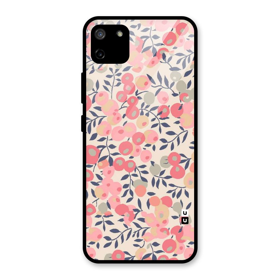 Pink Leaf Pattern Glass Back Case for Realme C11
