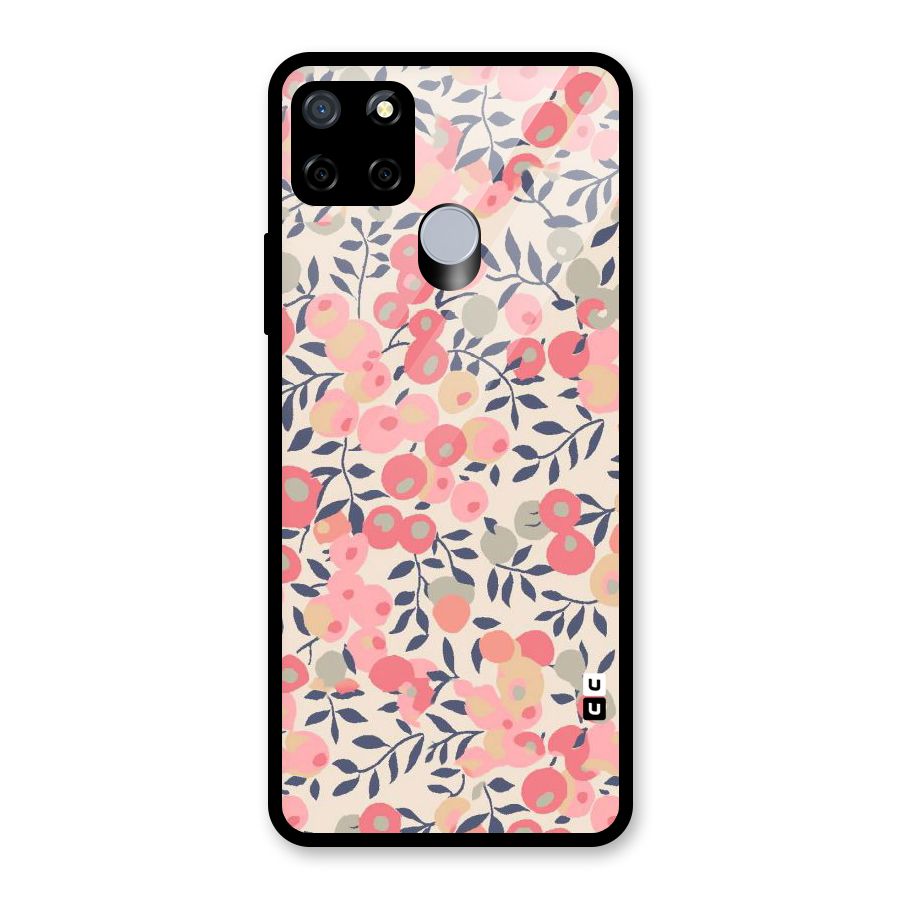 Pink Leaf Pattern Glass Back Case for Realme C15