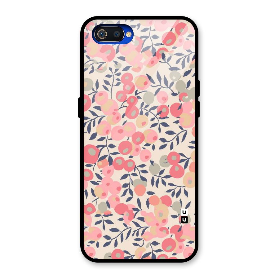 Pink Leaf Pattern Glass Back Case for Realme C2