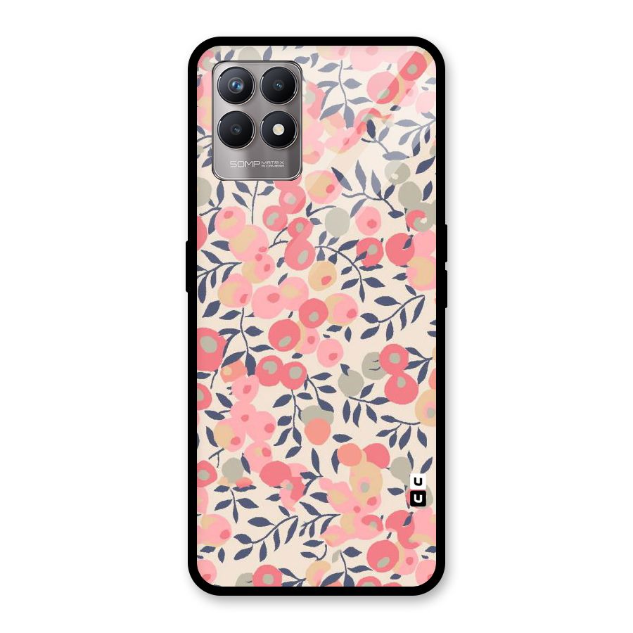 Pink Leaf Pattern Glass Back Case for Realme Narzo 50