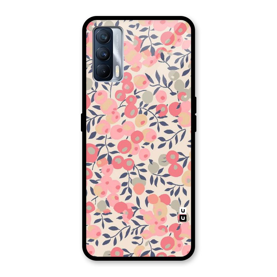 Pink Leaf Pattern Glass Back Case for Realme X7