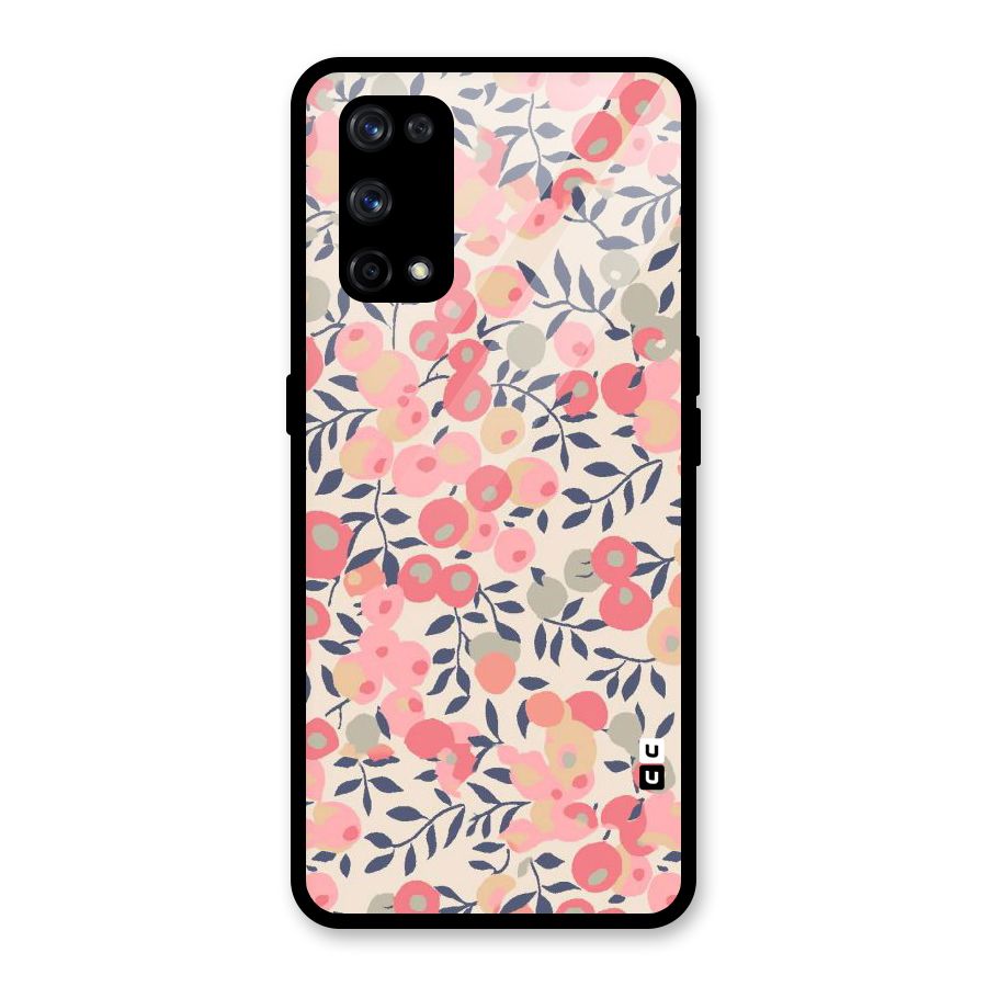 Pink Leaf Pattern Glass Back Case for Realme X7 Pro