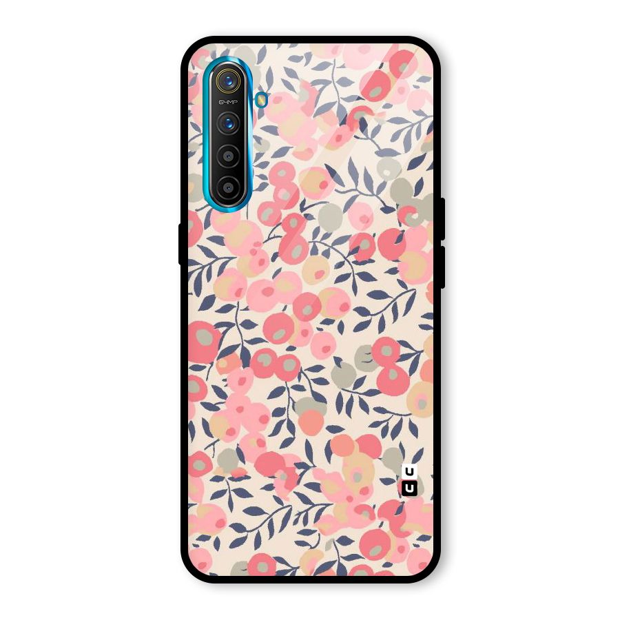 Pink Leaf Pattern Glass Back Case for Realme XT