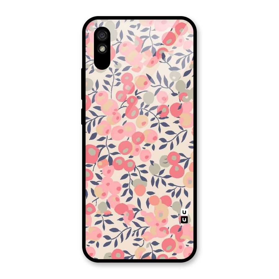 Pink Leaf Pattern Glass Back Case for Redmi 9i