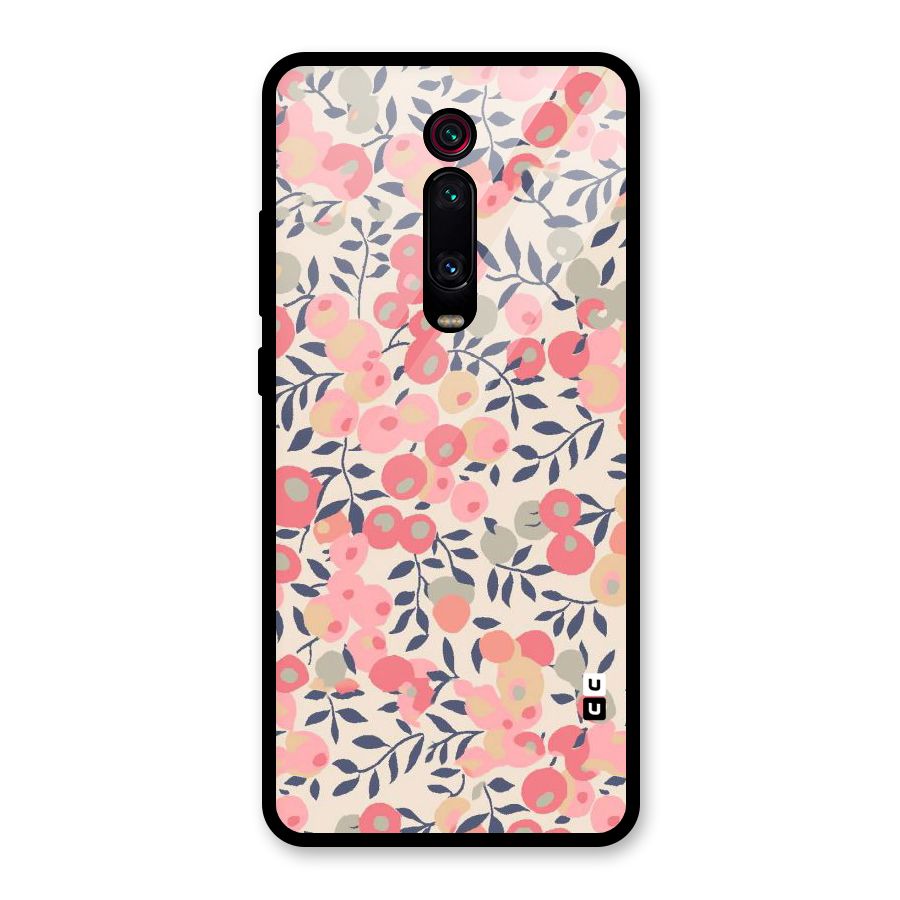 Pink Leaf Pattern Glass Back Case for Redmi K20