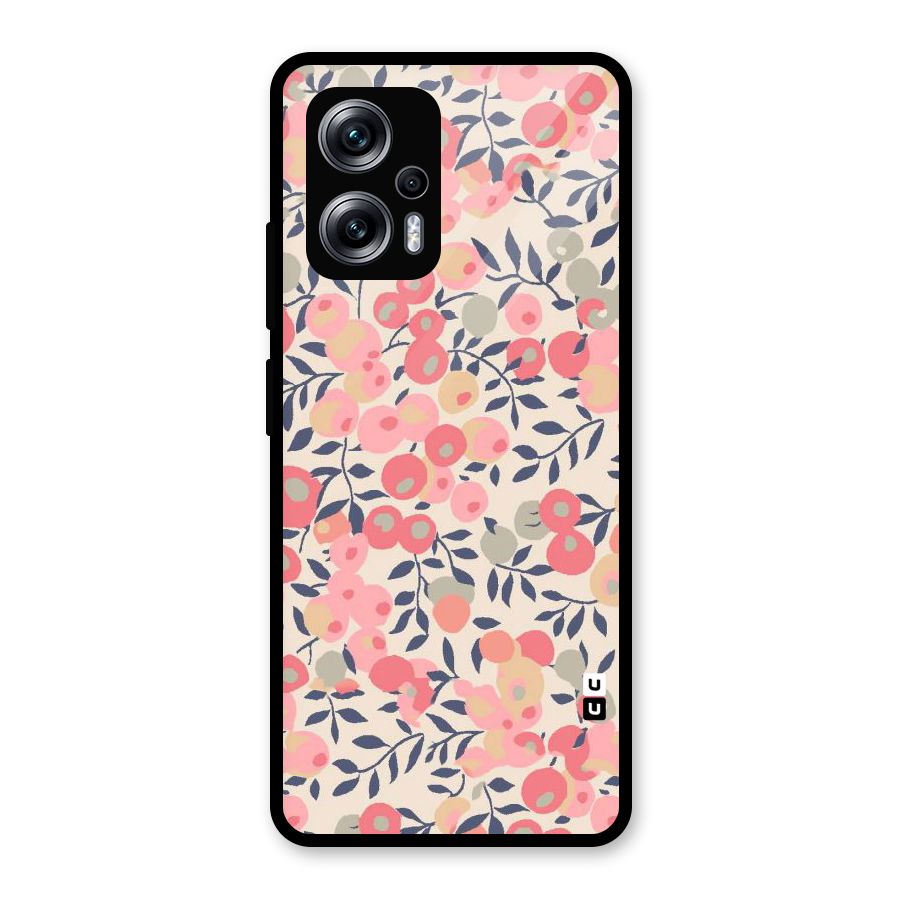 Pink Leaf Pattern Glass Back Case for Redmi K50i