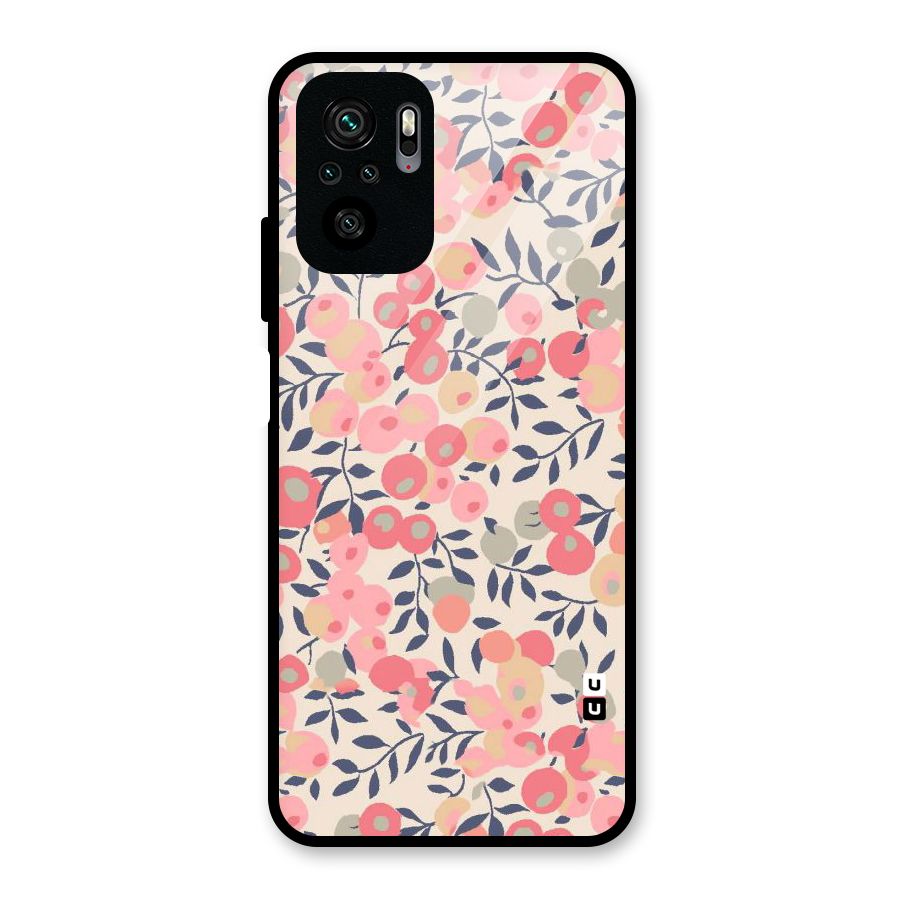 Pink Leaf Pattern Glass Back Case for Redmi Note 10S