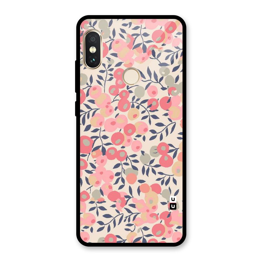 Pink Leaf Pattern Glass Back Case for Redmi Note 5 Pro