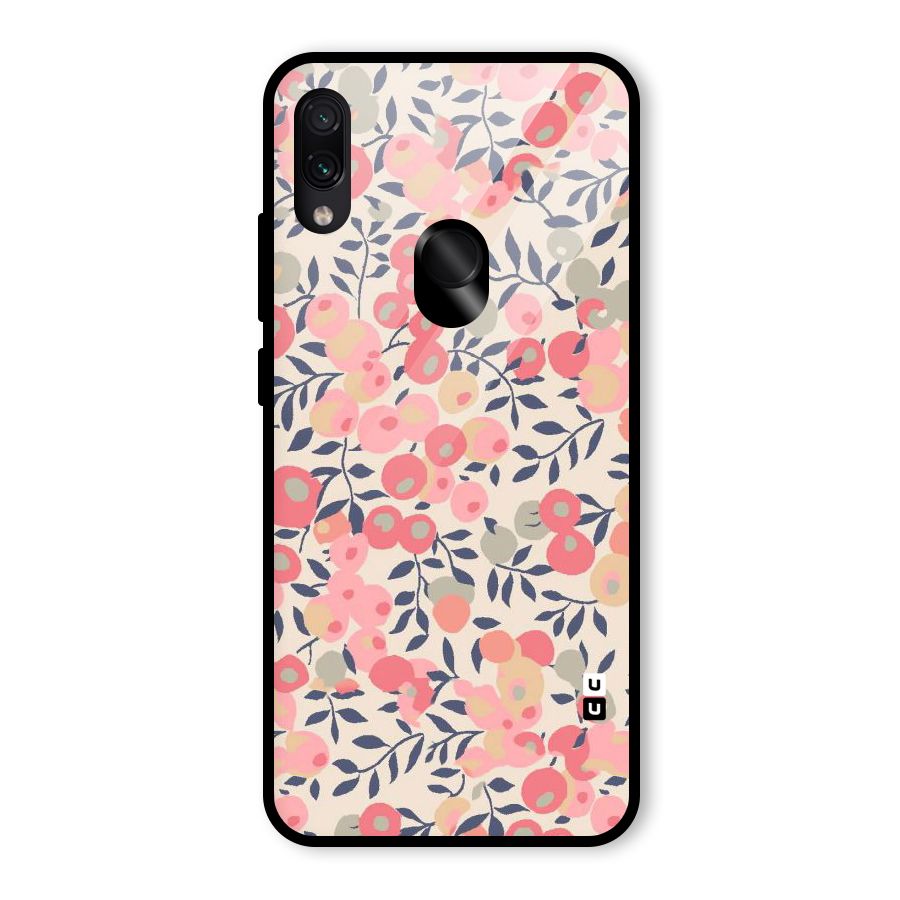 Pink Leaf Pattern Glass Back Case for Redmi Note 7S