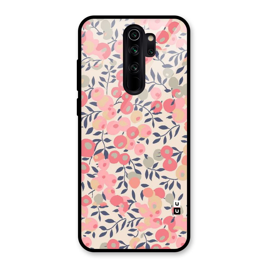 Pink Leaf Pattern Glass Back Case for Redmi Note 8 Pro