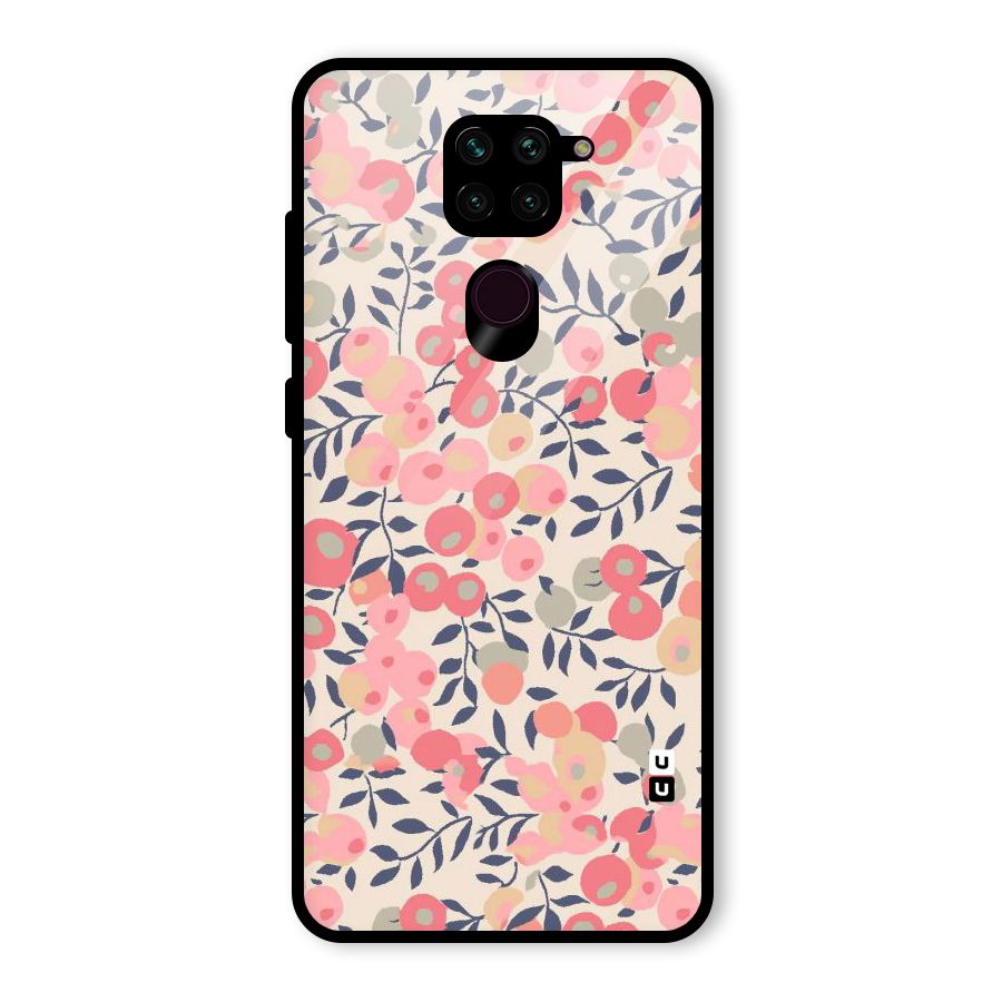 Pink Leaf Pattern Glass Back Case for Redmi Note 9