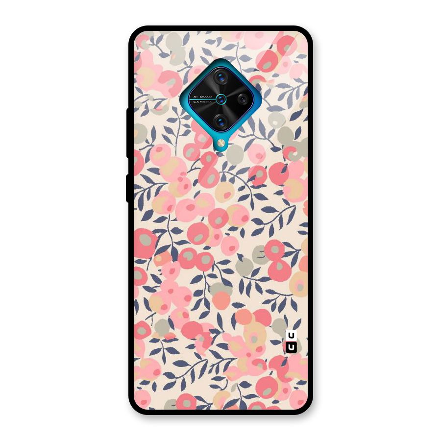 Pink Leaf Pattern Glass Back Case for Vivo S1 Pro