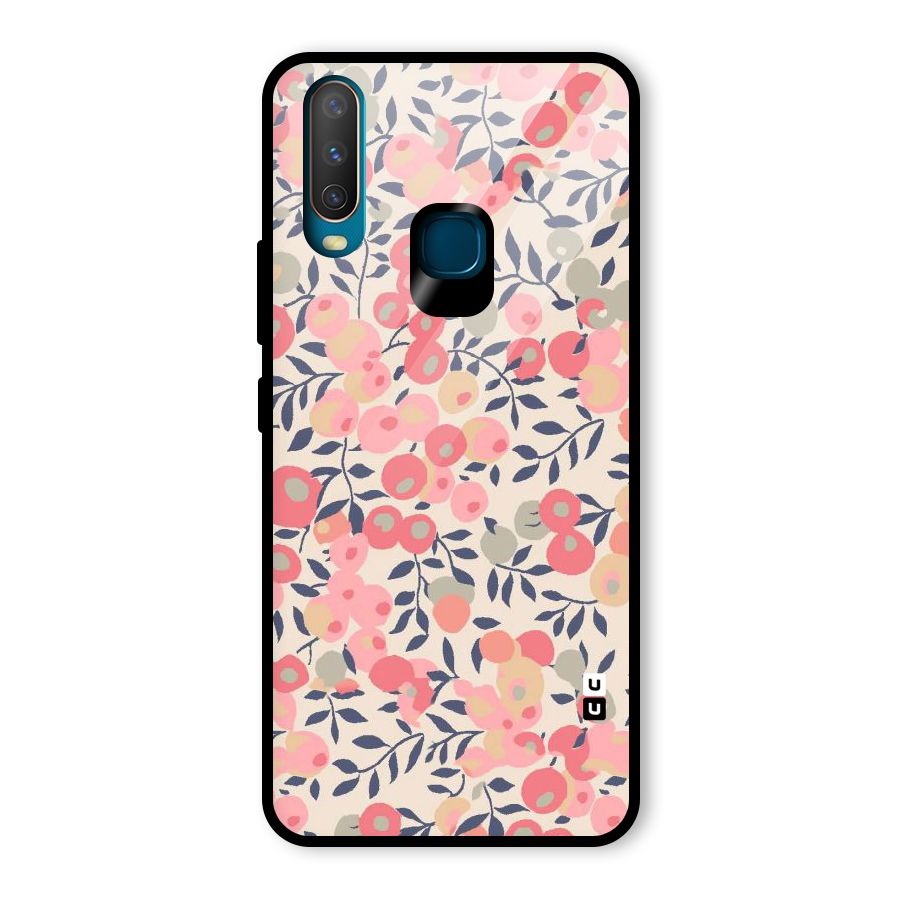 Pink Leaf Pattern Glass Back Case for Vivo U10