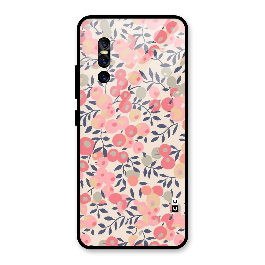 Pink Leaf Pattern Glass Back Case for Vivo V15 Pro