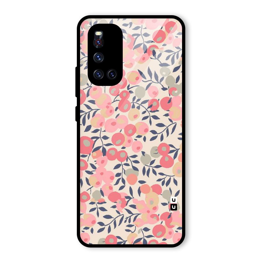 Pink Leaf Pattern Glass Back Case for Vivo V19