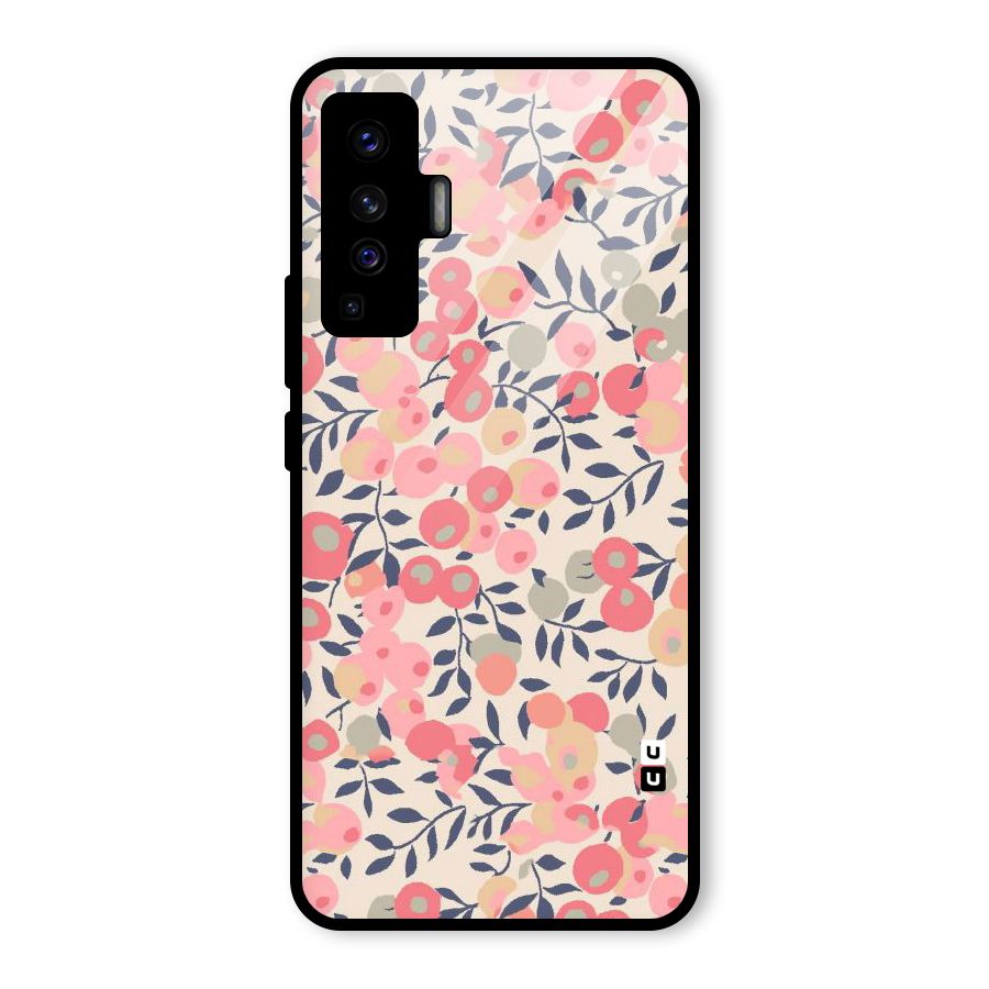 Pink Leaf Pattern Glass Back Case for Vivo X50