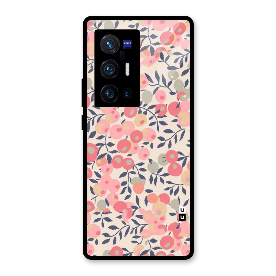 Pink Leaf Pattern Glass Back Case for Vivo X70 Pro Plus