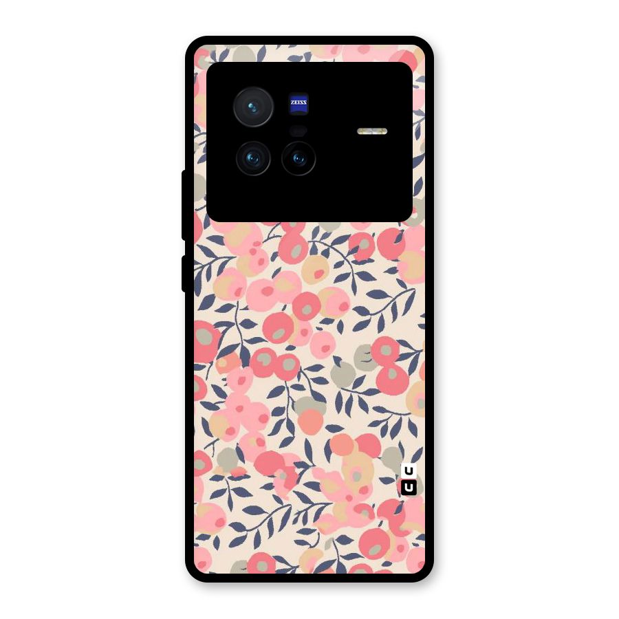 Pink Leaf Pattern Glass Back Case for Vivo X80