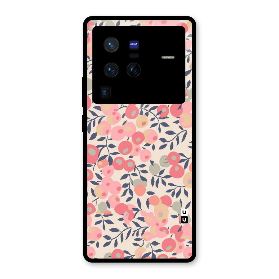 Pink Leaf Pattern Glass Back Case for Vivo X80 Pro