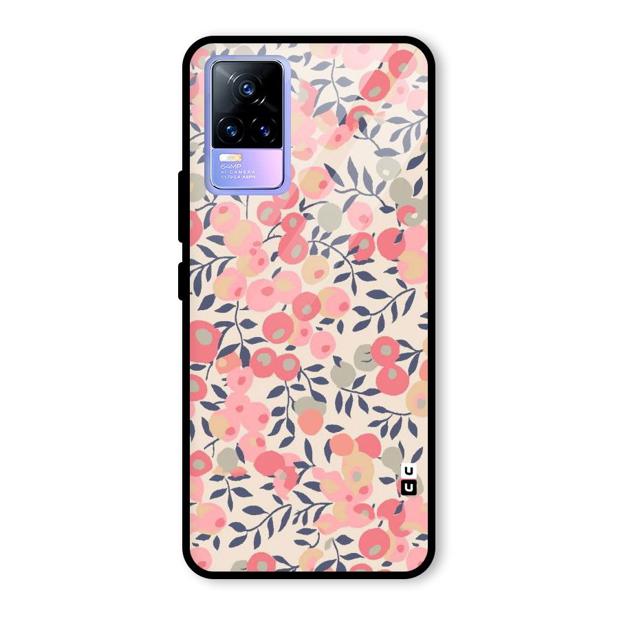 Pink Leaf Pattern Glass Back Case for Vivo Y73
