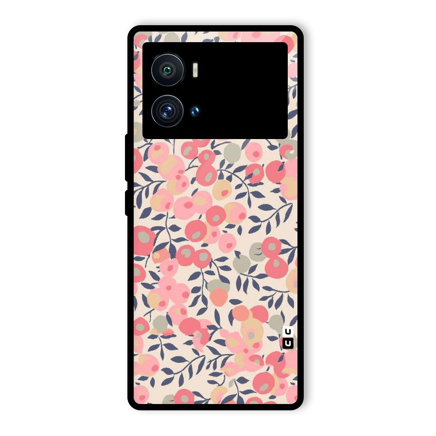 Pink Leaf Pattern Glass Back Case for Vivo iQOO 9 Pro