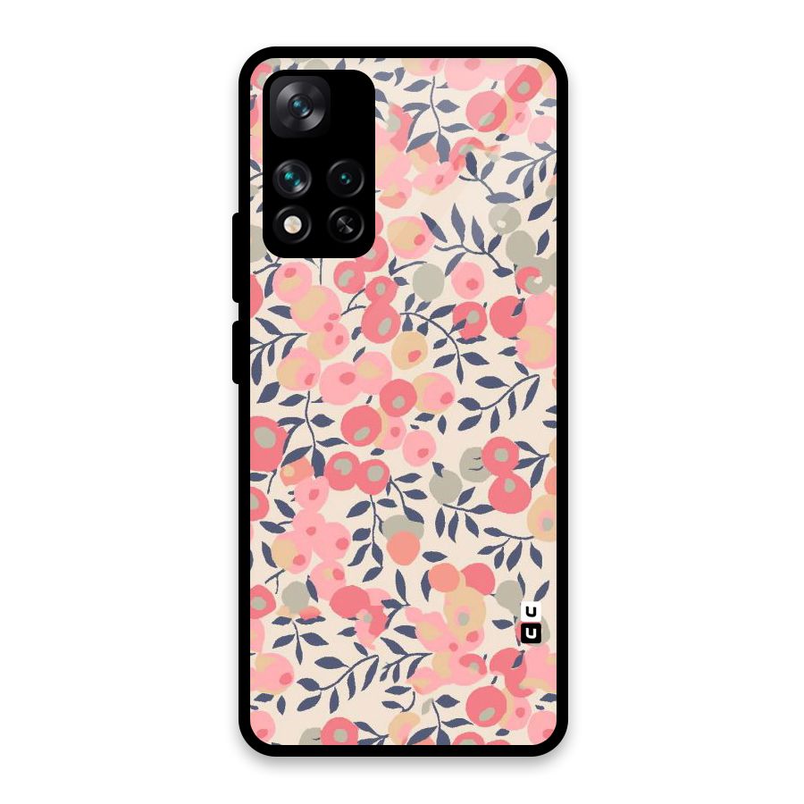 Pink Leaf Pattern Glass Back Case for Xiaomi 11i HyperCharge 5G