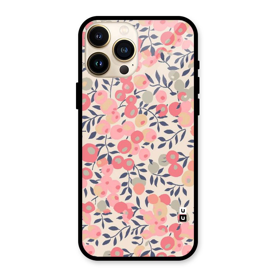 Pink Leaf Pattern Glass Back Case for iPhone 13 Pro Max