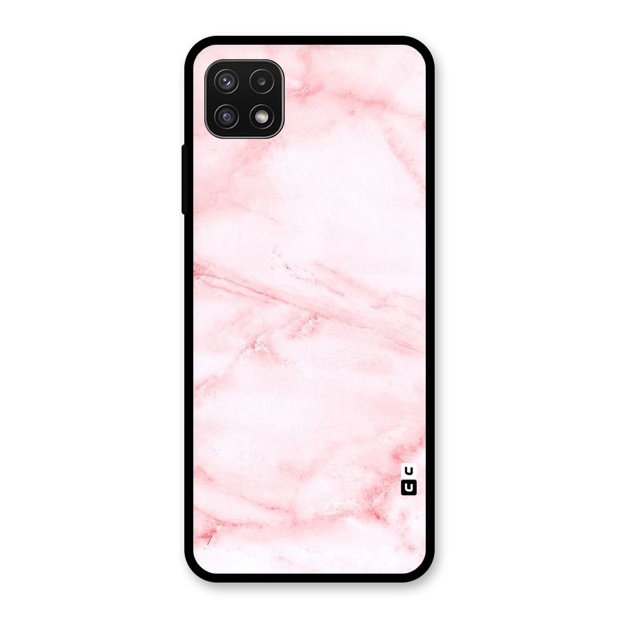 Pink Marble Print Glass Back Case for Galaxy A22 5G