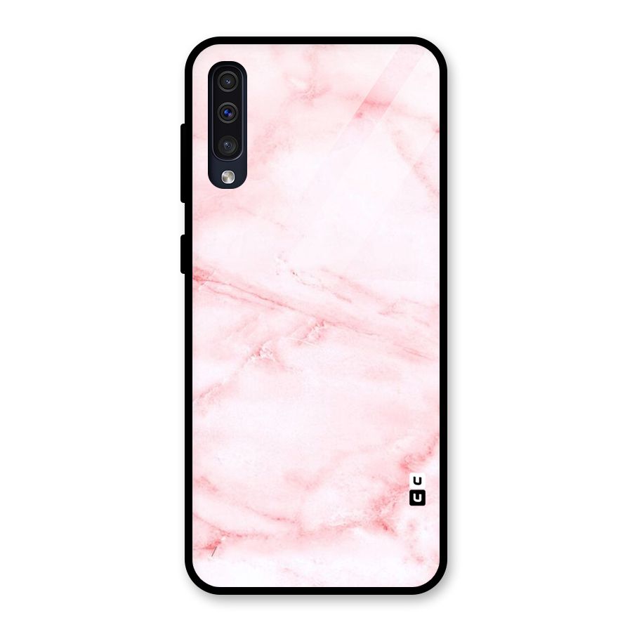 Pink Marble Print Glass Back Case for Galaxy A50