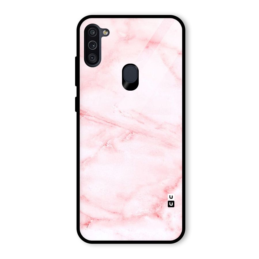 Pink Marble Print Glass Back Case for Galaxy M11