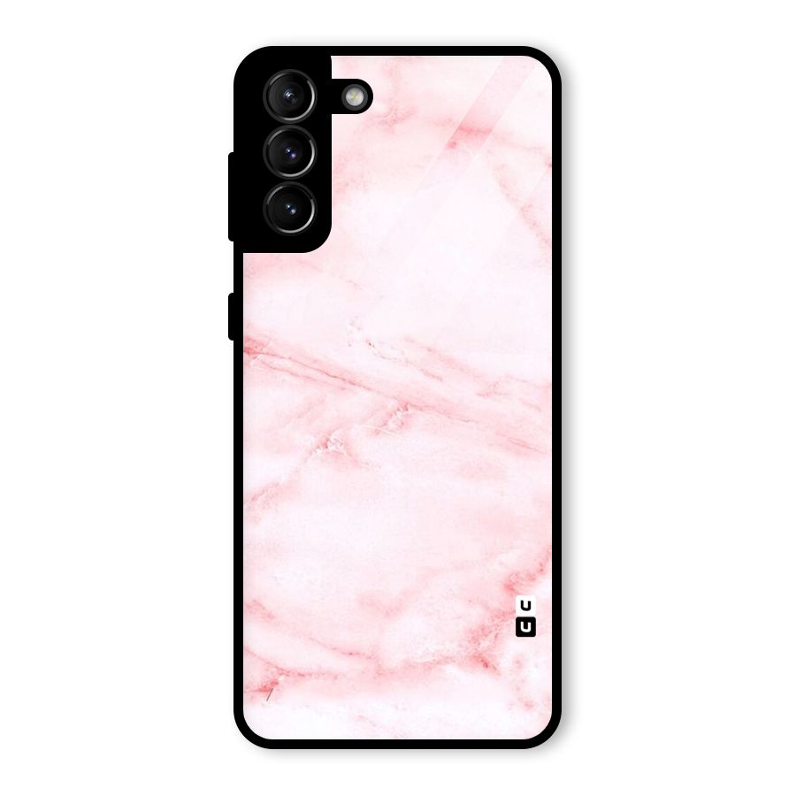 Pink Marble Print Glass Back Case for Galaxy S21 Plus