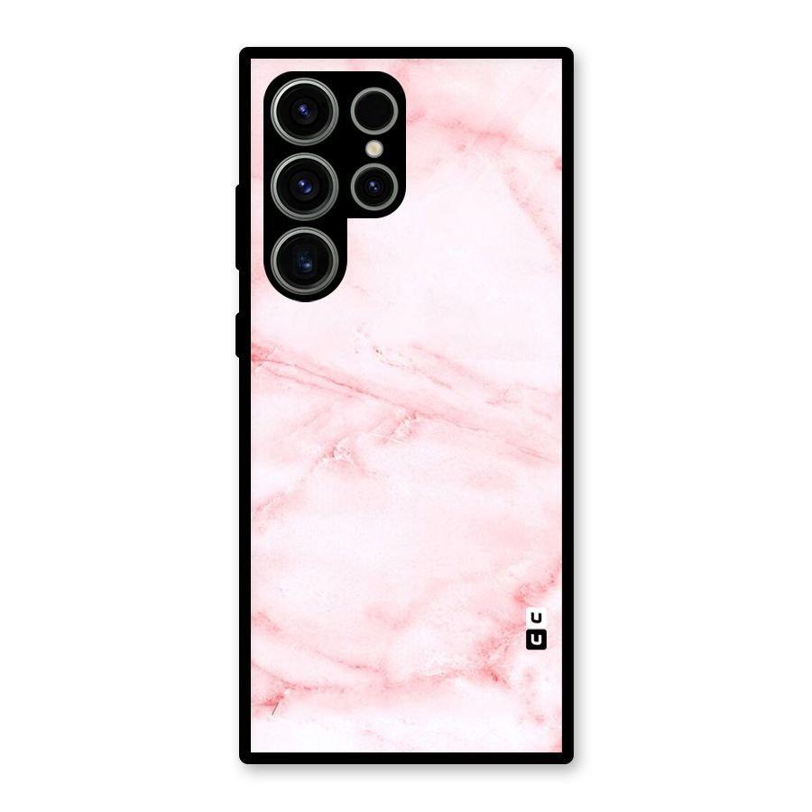 Pink Marble Print Glass Back Case for Galaxy S23 Ultra