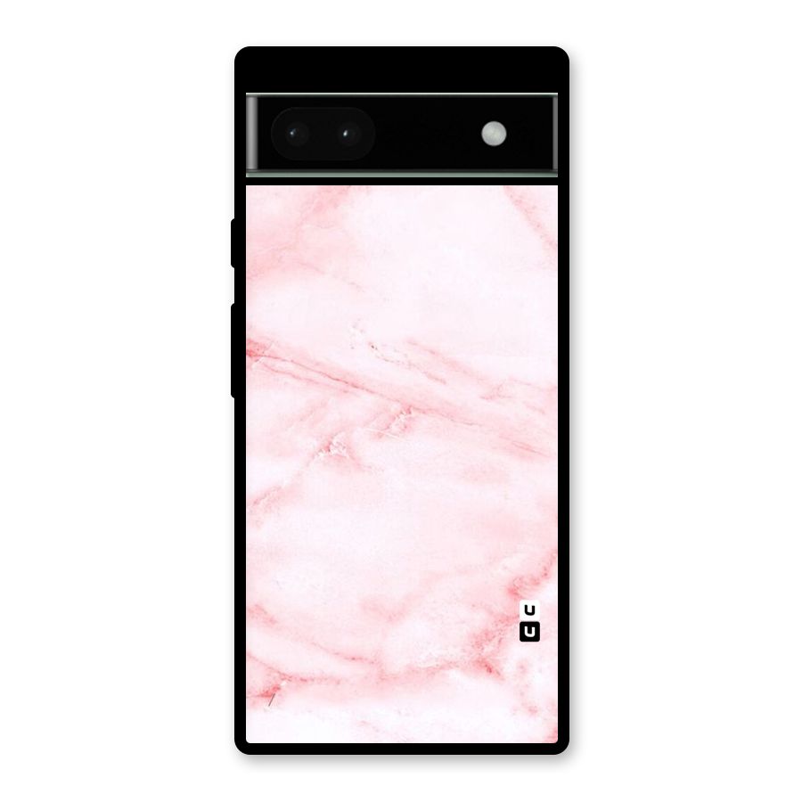 Pink Marble Print Glass Back Case for Google Pixel 6a