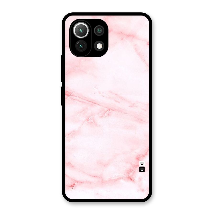 Pink Marble Print Glass Back Case for Mi 11 Lite