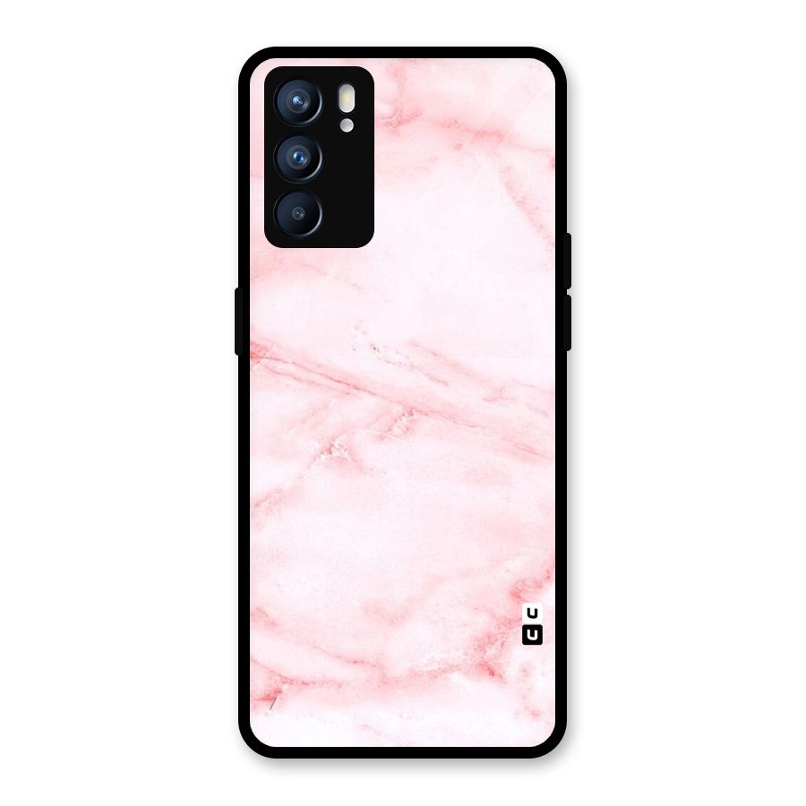 Pink Marble Print Glass Back Case for Oppo Reno6 5G