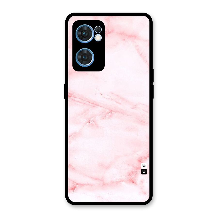 Pink Marble Print Glass Back Case for Oppo Reno7 5G