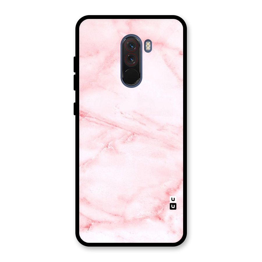 Pink Marble Print Glass Back Case for Poco F1