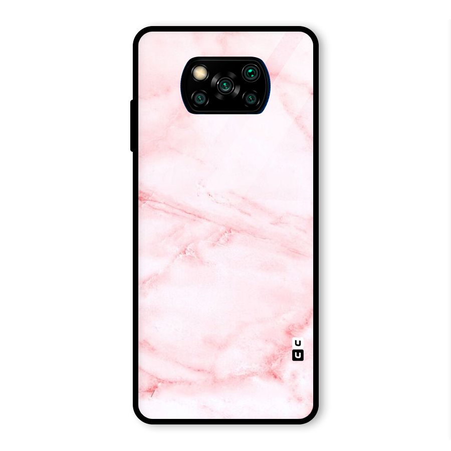 Pink Marble Print Glass Back Case for Poco X3 Pro
