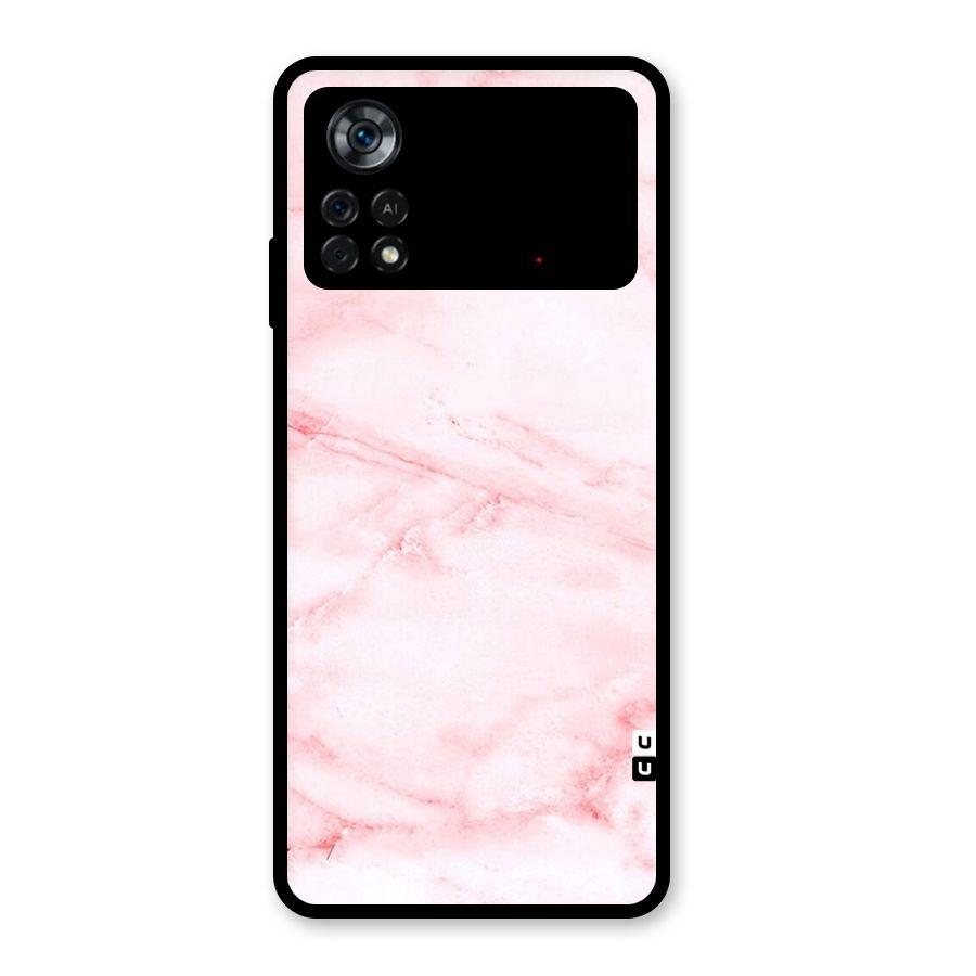 Pink Marble Print Glass Back Case for Poco X4 Pro 5G