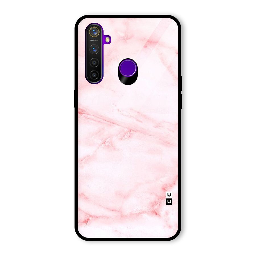 Pink Marble Print Glass Back Case for Realme 5 Pro