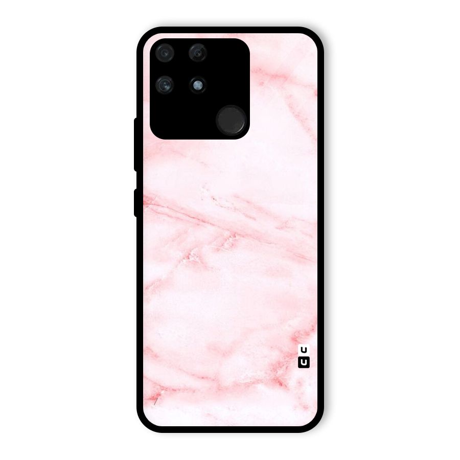 Pink Marble Print Glass Back Case for Realme Narzo 50A