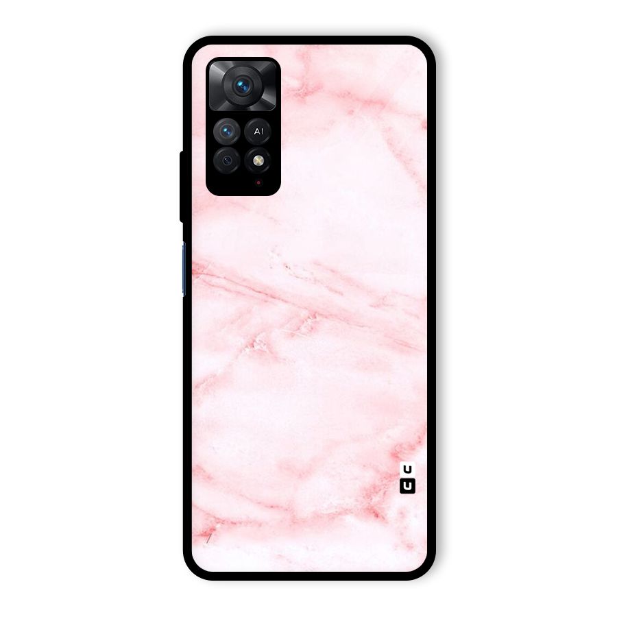 Pink Marble Print Glass Back Case for Redmi Note 11 Pro