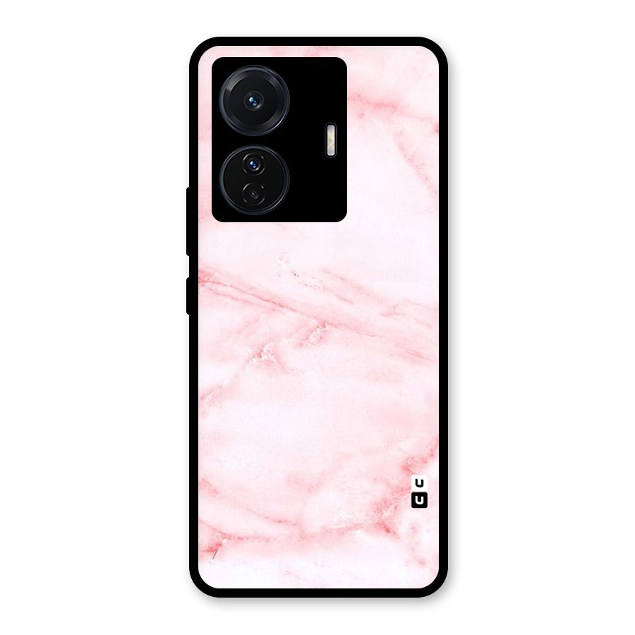Pink Marble Print Glass Back Case for Vivo T1 Pro
