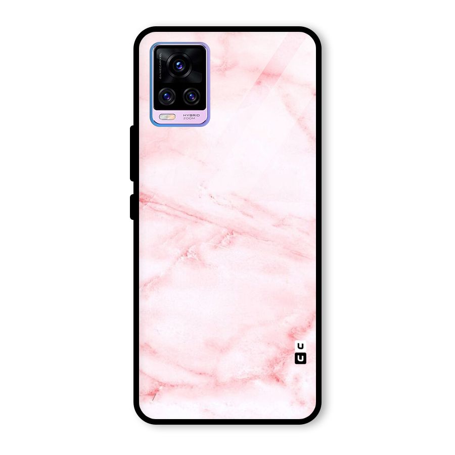 Pink Marble Print Glass Back Case for Vivo V20 Pro