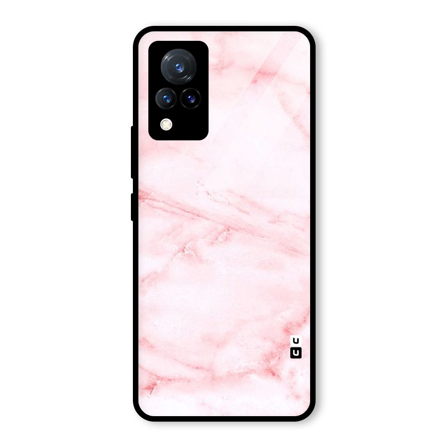 Pink Marble Print Glass Back Case for Vivo V21 5G
