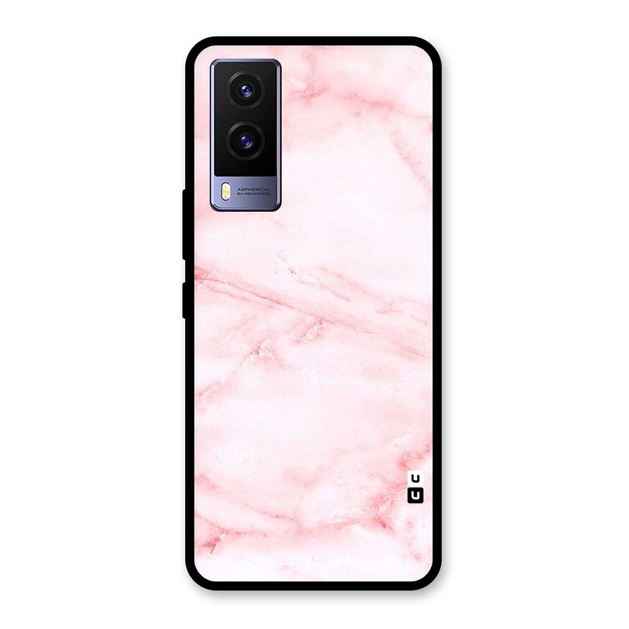 Pink Marble Print Glass Back Case for Vivo V21e 5G