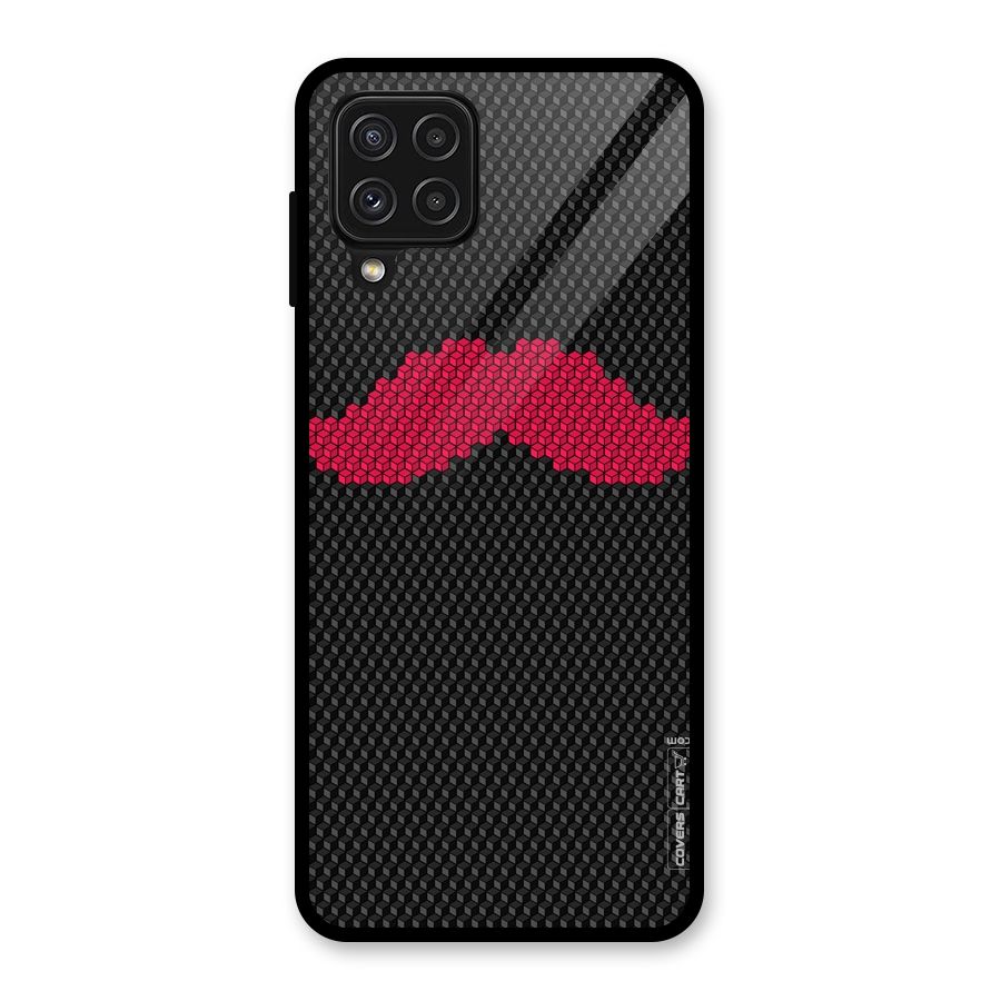 Pink Moustache Glass Back Case for Galaxy A22 4G