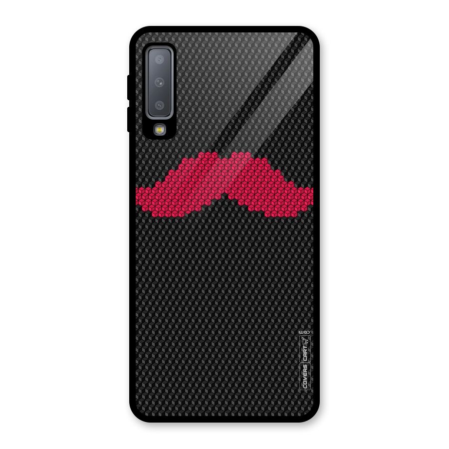 Pink Moustache Glass Back Case for Galaxy A7 (2018)